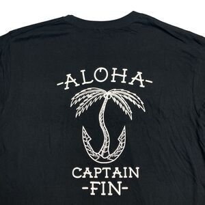 Captain Fin T Shirt Mens L Black Cotton Aloha Palm Tree Anchor Nautical Surf